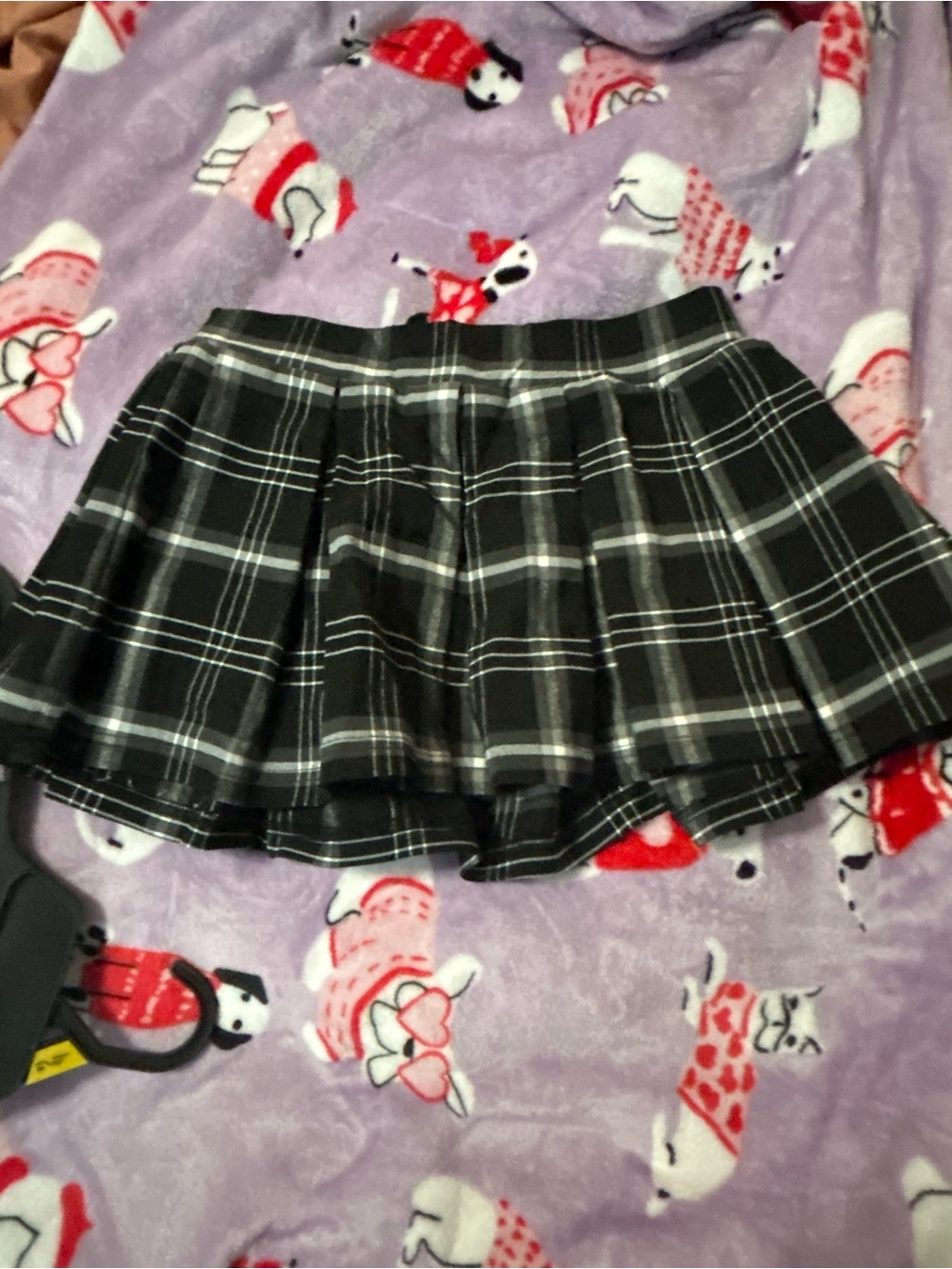 Black Plaid Pleated Mini Skirt - Casual Women’s Skirt